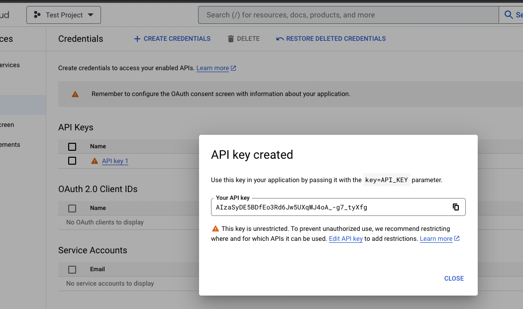 API Key created