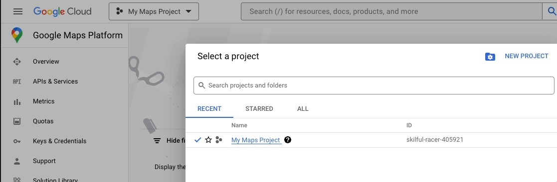 Choose the New Project option
